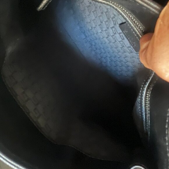 90'S GUCCI WOODEN BAMBOO TRIM LEATHER BRAIDED HANDLE BAG BLACK - Picture 7 of 9